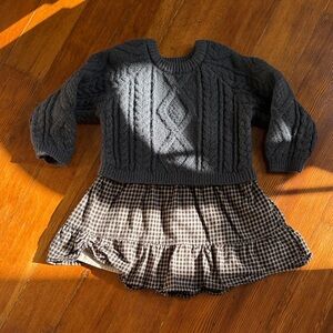 Zara Cozy Gray Cable Knit Kids Sweater Dress